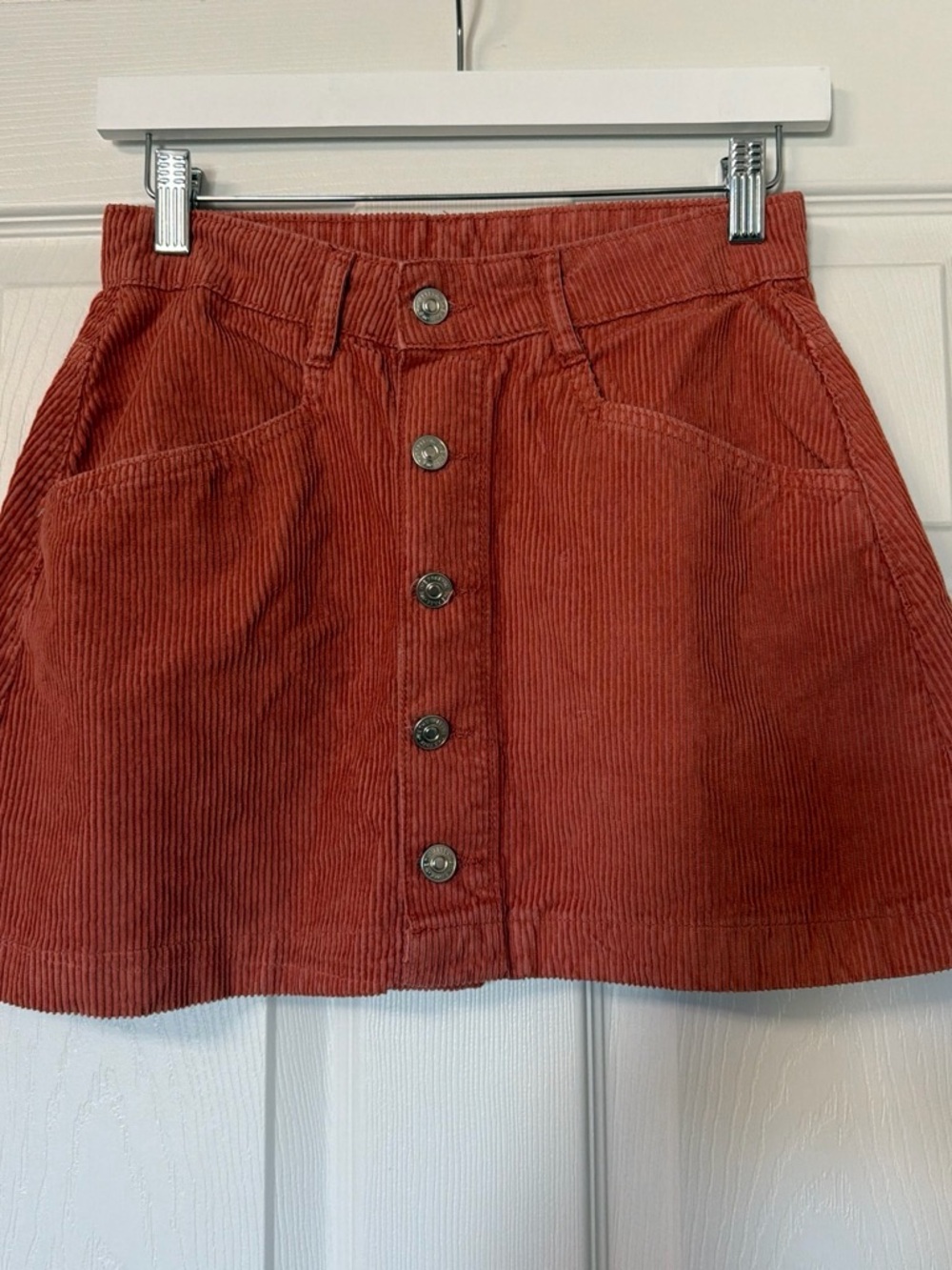 Free People Rust Corduroy Button-Front Mini Skirt